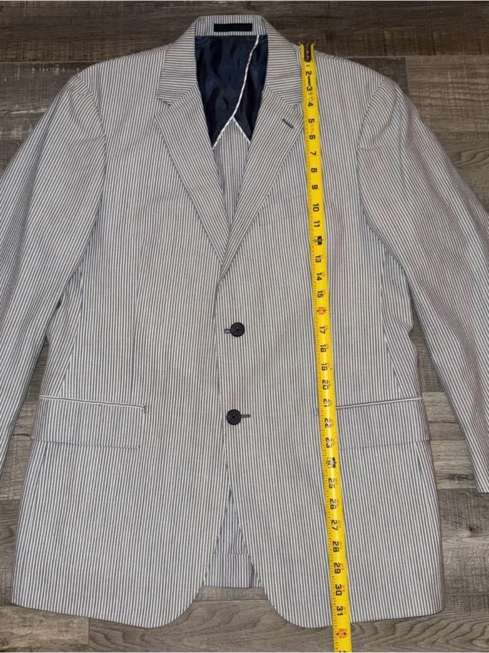 Paul Betenly Men's Navy & White Striped Blazer 40R Lanifico